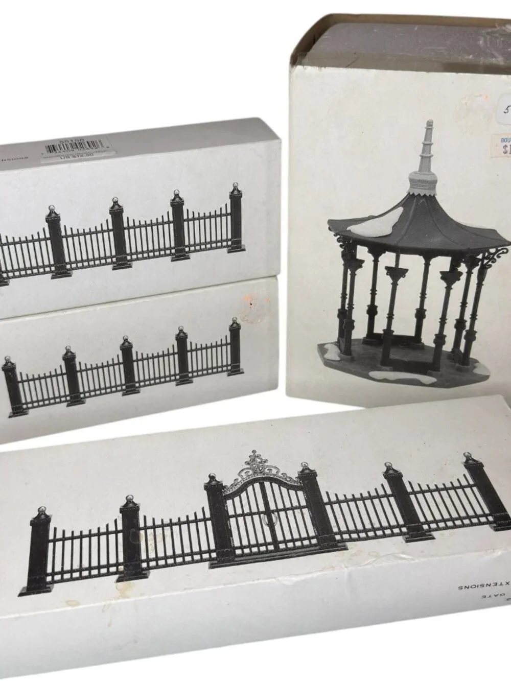 Dept. 56 Village Wrought Iron Gate, Fence, and Fence Extensions plus Gazebo